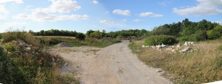 La décharge des Brebions en août 2010 . Ce terrain est plat car l'ancienne combe a été remplie par les remblais (Ph. G. BRANCHUT)