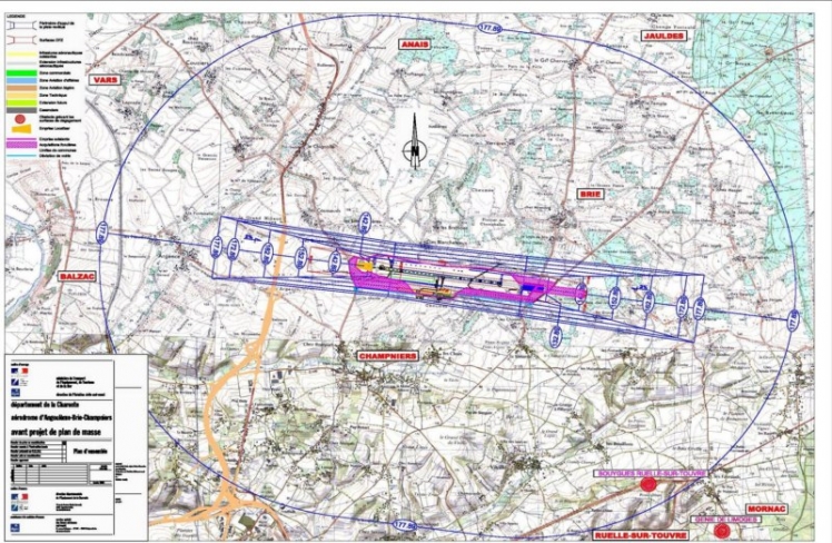 Le PEB détaillé en fonction des distances de la piste et de l'axe de celle-ci (Archives Mairie)