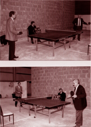 Lors de l'inauguration avec le Maire de Champniers Guy DENIS et le Président Départemental du Tennis de Table Mr CHAUMETTE (Ph. M. BUISSON)